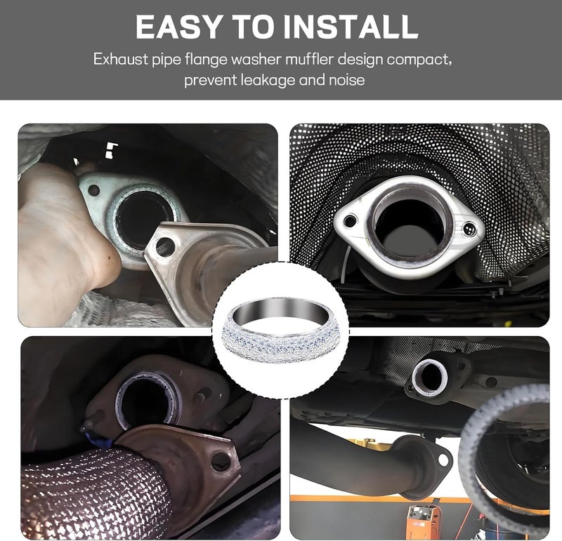 ongfuwu 2PCS ID 60mm Car Exhaust Manifold Gasket, Automotive Exhaust Flange Gasket Seal Muffler Ring Replacement, Graphite Exhaust Donut Gasket Muffler, Universal Car Accessories (60mm) - Image 4